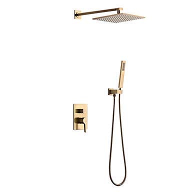 Sistema Doccia, Set di rubinetti per Doccia contemporanei in Ottone Spazzolato con Altri Set di rubinetti per Vasca Doccia con valvola in Ceramica, 10 Pollici
