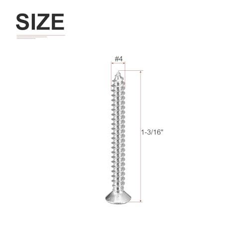 Image of DTGN 20Pcs #4x1-3 /16 Flat Head Wood Screws, 304 Stainless Steel Phillips Self Tapping Screws - Good for Woodworking, Furniture - Silver