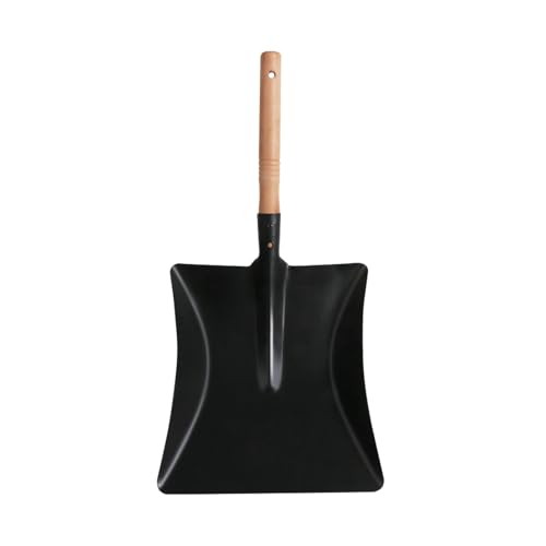 EasySpeed Pala con Mango para Jardín, Pala Pequeña para Estufa, Chimenea y Carbón, Recogedor de Cenizas y Basura, 45 x 23 cm, Negro