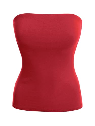 Image of MixMatchy Women's Stretchy Strapless Tube Top Y2K Bandeau Top
