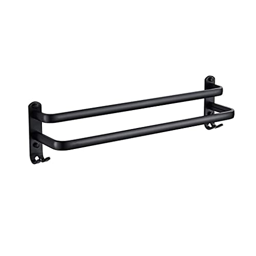 Porte-serviettes de bain double noir en métal pour mur de douche