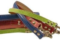Amberhill Mississippi Croc Bone Studded Leads - Grassy Green - 4ft x 5/8"