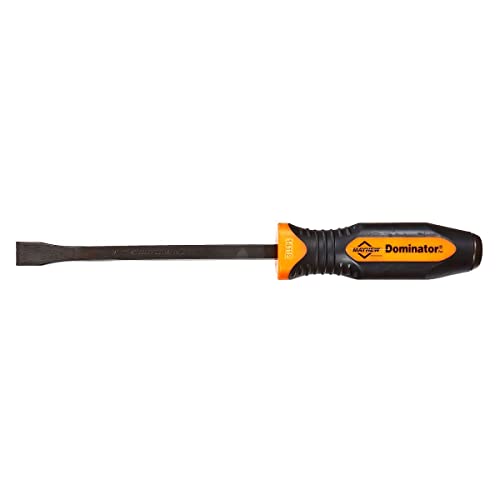 Image of Mayhew Tools 14112OR Dominator Pro Pry Bar, Orange, 12 inch Curved | Fully Heat-Treated Steel, Strikeable Cap & Shock-Absorbing Ergonomic Handle