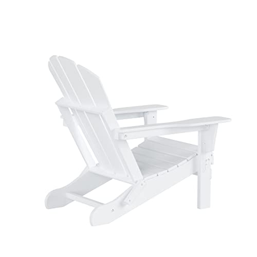 Wo Home Furniture Adirondack Folding Chair 4 Pc Set Classic Outdoor Patio Chair For Bon Fire Pit Lawn Backyard Beach Plastic Weather-Resistant (White) #TOP7