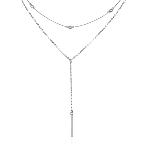 Collier argent 925 lot de 2 sautoirs lasso Y fins et minimalistes