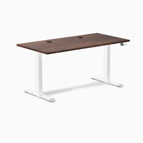 Image of Desky Dual Softwood Sit Stand Desk American Rustic Pine 48 inch White