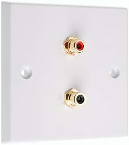 White 2 x RCA Phono Audio Surround Sound Wall Face Plate. Solder.