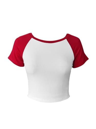 Avanova Women's Letter Print Tee Short Sleeve Round Neck Slim Fit Crop Top T Shirt2