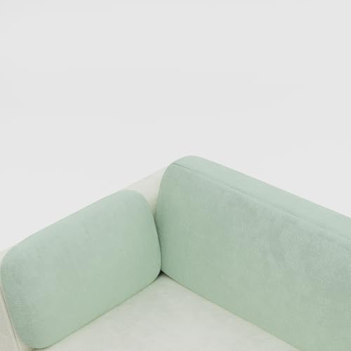 Image of Nuvola Air Premium Latex Fabric Sofa | 3, 4 & 5 Seater Options | 2 & 3-Toned Variants | Ultra-Soft Deep Seating Comfort | Modern Living Room Sofa | 3-Year Warranty (Mint Green and White, LHS, 5)