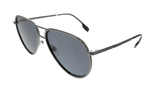 BURBERRY BE 3135 114481 Ruthenium Metal Pilot Sunglasses Dark Grey Polarized Lens