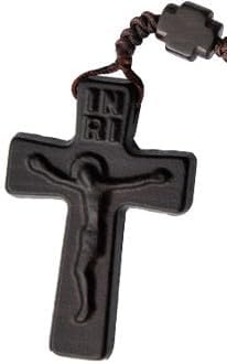 Jujube Wood 5 Decade Rosary 10mm Beads with Cross Shaped Our Father Beads - Image 2