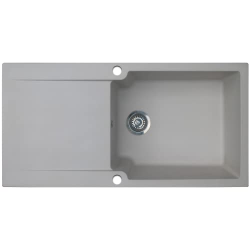Essebagno Lisse évier réversible 1 grande cuve 1 égouttoir en résine gris