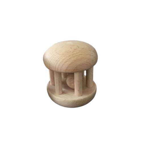 HANABASS Solid Color Wooden Hand Rattle for Boy Girl Safe Handbell with Wooden Ball Engaging Enhance Grip Skills Parent Bonding for Newborns