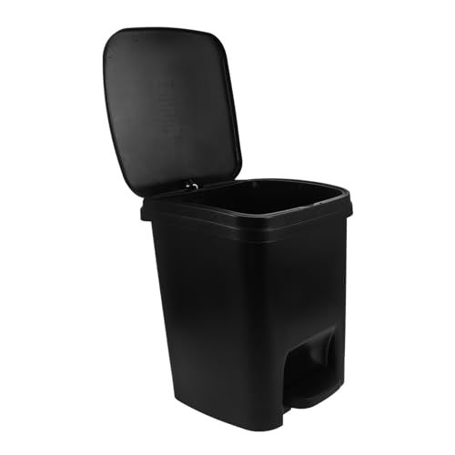 Caneca de basura rectangular con pedal y tapa negra miniatura 1