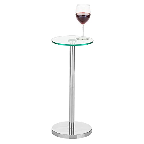 mDesign Kleiner Beistelltisch aus Metall und Glas – stilvoller Glastisch fürs Wohnzimmer – Minimalistischer Couchtisch mit modischem Design –...
