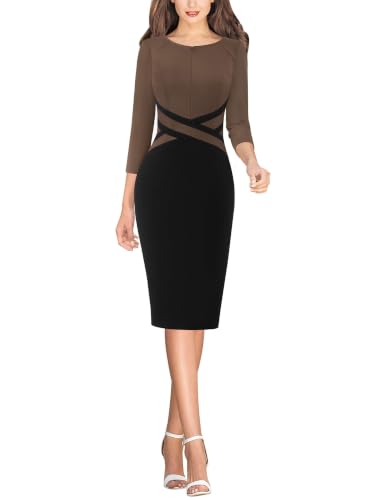 Image of VFSHOW Womens Front Zipper Work Office Business Casual Church Sheath Dress