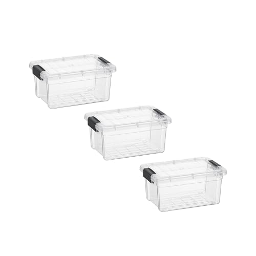 Image of Superio 1.05 Quart Mini Clear Plastic Storage Container with Lid, Stackable Small Organizer Box for Crayons, Art Supplies, Beads, Sewing, Stationery & Food Storage, 3 Pack