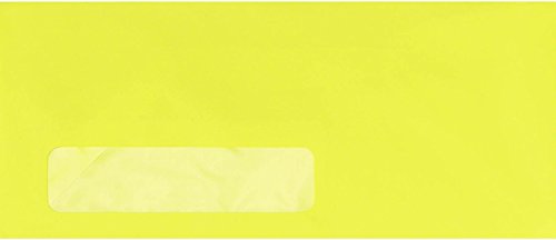 Enveloppes à fenêtre 4 1/8 x 9 1/2 couleur Electric Jaune pour éviter les erreurs d'adresse x50