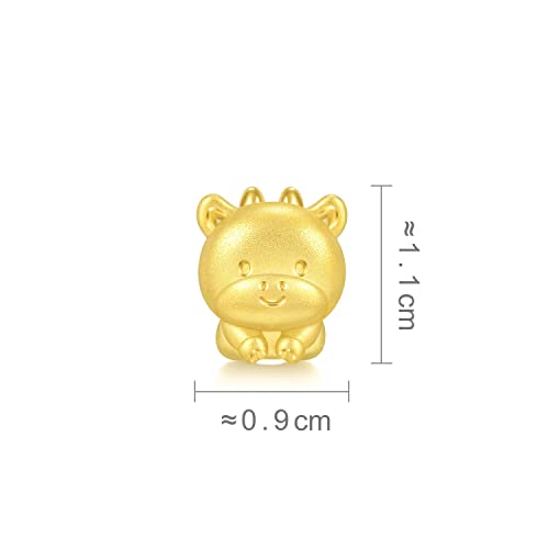 Chow Sang Sang 999 24K Solid Gold Mini Charm Chinese Zodiac Lovely Cute Animal Mini Charm Blessing Bracelet For Women 93692C (Ox) #TOP5