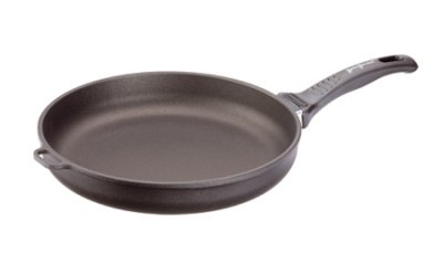 Hierro fundido sartén plana natural diámetro 28 cm, H 5 cm - sartén Profesional de lino de...