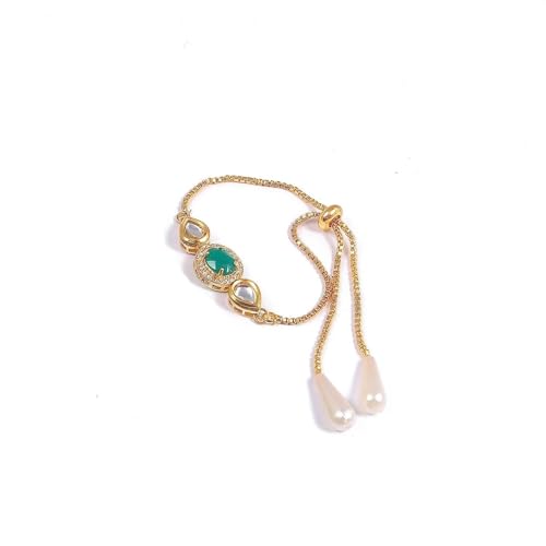 Image of Elegant Traditional Gold Plated /Rakhi Combo Of 1 Piece for Men and Women /brother /sister /bhabhi Kundan Stone combo set (Same as Shown In Image)