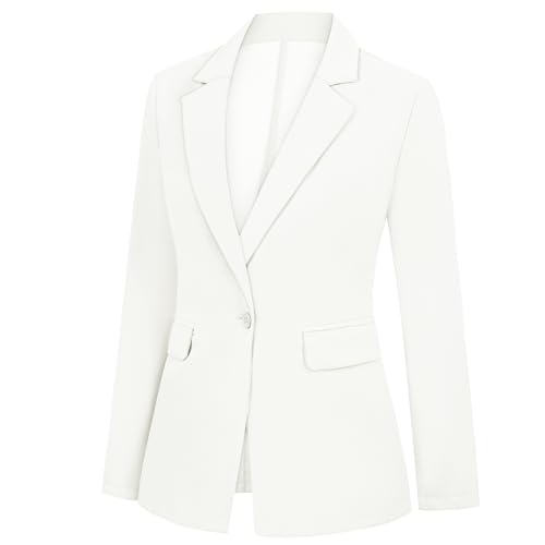 Womens Blazer One Button Jacket Suits Notched Lapel Casual Work Office Long Sleeve Blazer with Pockets2
