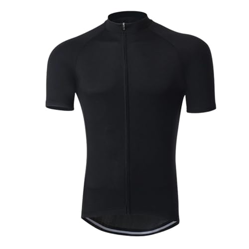 Mateju Moda de Color Liso Maillot Ciclismo Hombre Verano, Ropa Ciclismo Hombre con Cremallera, Transpirable Secado Rápido Camisetas Manga Corta, para Deportes de Interior y Exterior (Negro,4XL)