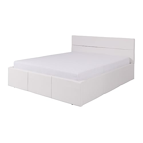 Lomadox Schlafzimmer Set 5-teilig mit Bett 160x200cm, 2 Nachttische, Kleiderschrank 2-TRG., Highboard in schwarz Hochglanz mit weißem Kunstleder Modern – Bild 4