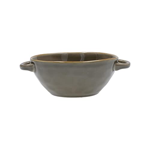 Schüssel Concerto GRIGIO TORTORA Suppenschüssel mit Griffen 14 cm TAUPE GRAU Schale Schüssel rustikaler mediterraner Italien Retro Stil Cover