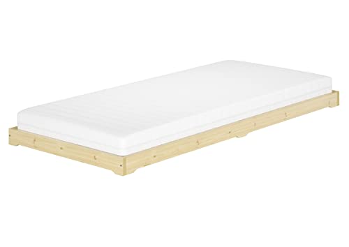 Erst-Holz® Studentenbett Futon extra niedriges Holzbett 80x200 Fichte geölt V-60.47-08, Ausstattung:Rollrost und Matratzen inkl.