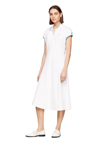 Tommy Hilfiger Damen Polokleid Knielang, Weiß (Th Optic White), XL – Ansicht 2
