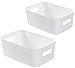 Bgfuni 2Pcs Cestino Portaoggetti, Box Organizer, Cestini da Studio con Manico,Scatola Portaoggetti Cosmetica Organizzatore Ordinato Cesto Portaoggetti per Bagno di Casa Ufficio, 19x13.5x7.5cm (Bianca)