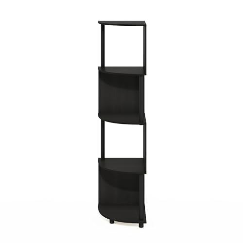 Image of Furinno ECON Corner Shelf, 4-Tier Corner Book Shelf, Zigzag Storage Shelves, Display Rack, Bookshelf, for Organization and Storage, Living Room, Home Office, Espresso