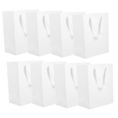 HOLIDYOYO Present Bags with Handles 10pcs White Paper Bags for Shopping Party Favor Candy Packaging