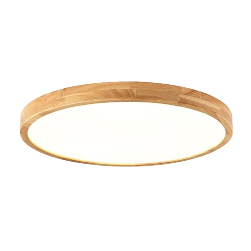 Lampe à plafond à LED en bois rond pour une ambiance de salon scandinave épurée