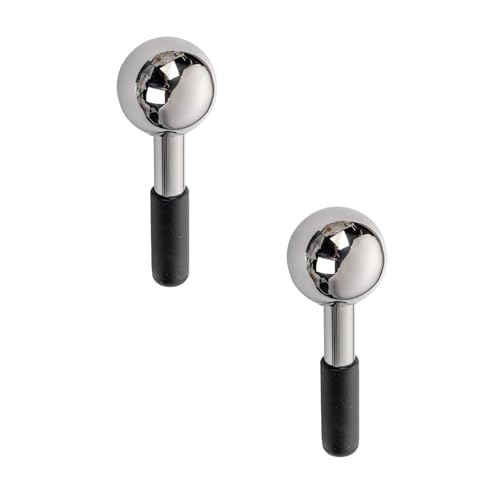 Globes à glace visage en acier inoxydable x2 pour massage facial chaud et froid