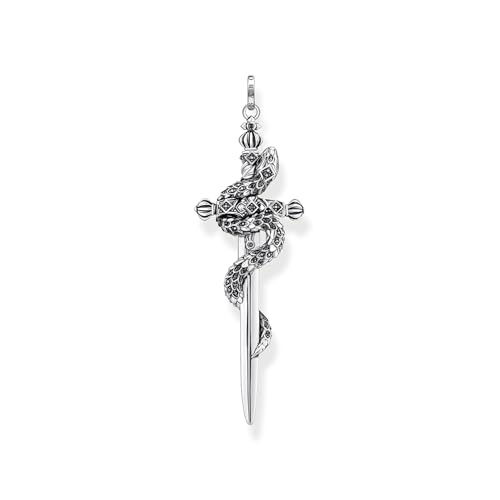 PE943-643-11 - Collana da uomo con ciondolo a forma di spada con zirconi neri in argento Sterling 925 annerito dimensioni: 70 x 23 mm H: ca. 70mm B: ca. 23mm Argento sterling