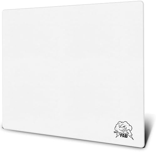 SkyPAD szklana podkładka pod mysz do gier 3.0 XL z logo chmury, profesjonalna duża podkładka pod mysz, 400 x 500 mm, biała, specjalna szklana powierzchnia o zwiększonej precyzji i szybkości