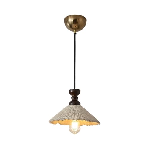 Lámpara colgante decorativa industrial de microcemento y madera gris