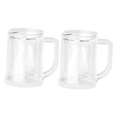 HIAKDOFT 2 Piezas Vasos Congeladores Transparentes para Cerveza y Bebidas Frías Doble Pared Aislante Tazas Reutilizables para Helado Té y Jugos Verano