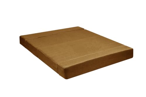Image of Sofa Cum Bed with Jute Fabric, Convertible Three Seater Sofa Bed 5x6 Ft, Comfortable Cushioned Seating, Space Saving Design for Living Room, Bedroom & Guest Room - Golden Color