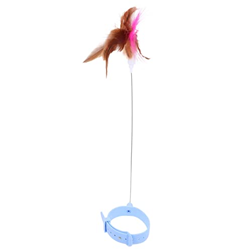 Hemobllo Juguete para gatos con plumas: juguete interactivo para gatos con collar de plumas ajustable, juguete interactivo para gatos domésticos, 1 unidad