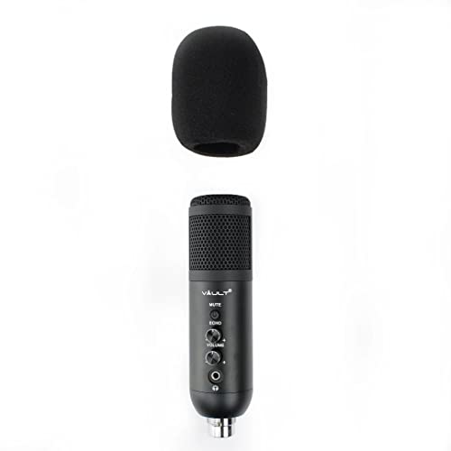 Image of Vault EM-200N USB Condenser Podcast Microphone with Built in Headphone Out Volume /Gain Control and Mute Button for Gaming, Podcasting, Conference Calls, Recording, Singing and Dubbing