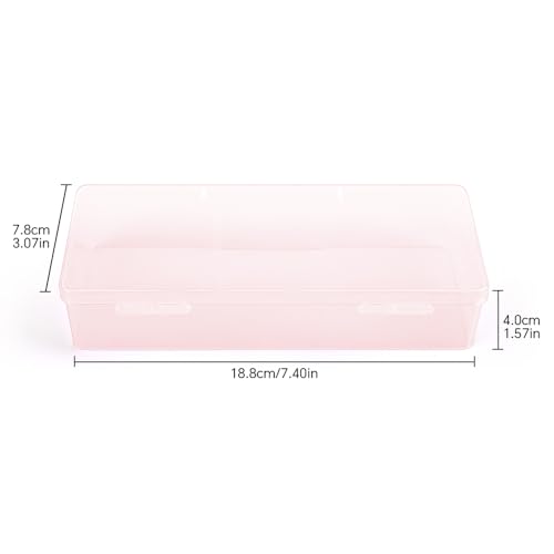 2 Pcs Transparent Nail Art Tool Organizer Empty Plastic Storage Box for Manicure & Pedicure Kits Multifunctional Rectangular Nail Supply Case (Pink White)3