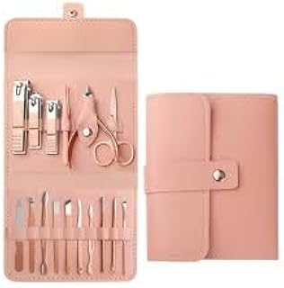 مجموعة مانيكير من 12 قطعة مصنوعة من الفولاذ المقاوم للصدأ الحاد، طقم أدوات احترافية للعناية بالأظافر، أدوات للعناية بالأظافر مع حافظة جلدية للسفر والمنزل للرجال و النساء و مناسبة للاطفال MH