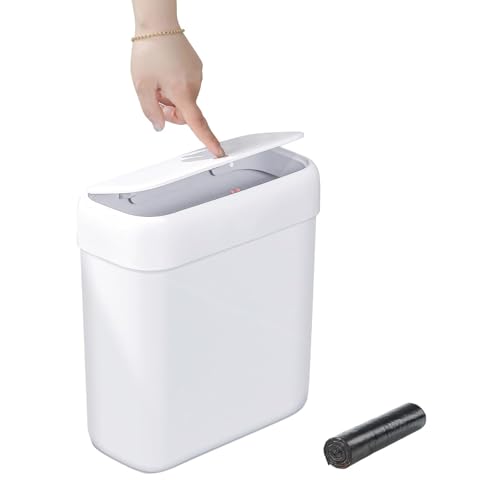 funest Bathroom Small Trash Can with Lid,10L / 2.7 Gallon