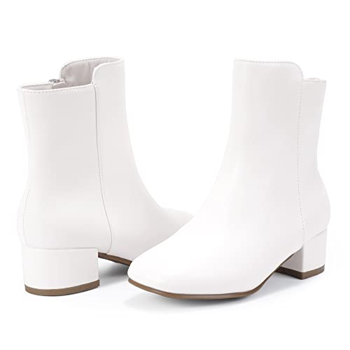 PANDANINJIA Girls Boots Fashion Square-Toe Dress Boots Low Heel Alyssa Ankle Booties with Zipper for Toddler Little Kids Big Kids4