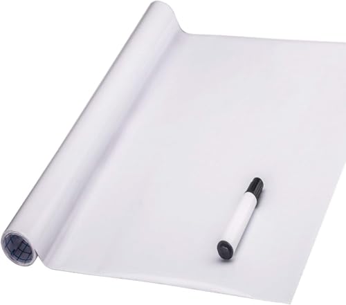 Rollo de papel adhesivo para pizarra blanca, 44 x 200 cm, pizarra de mensajes de borrado en seco con rotulador, para oficina, hogar, escuela, habitación de niños
