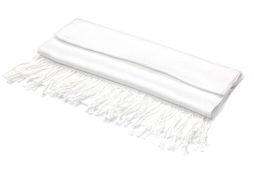 Achillea Large Soft Silky Pashmina Shawl Wrap Scarf In Solid Colors (White) #TOP5