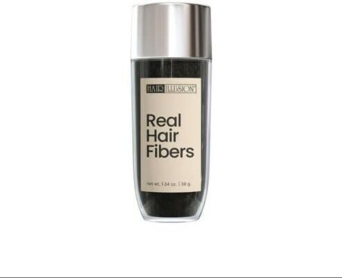 Hair Illusion: Premium Hair Loss Concealer, For Men & Women, 100% Real Human Hair Fiber, 38g, black
